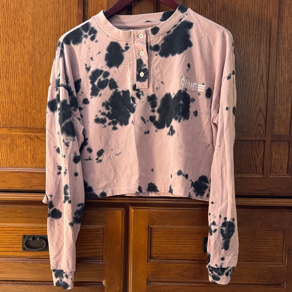 CHNGE Tie Dye Butterfly Long Sleeve Crop Colorway Sustainable Sweatshirt GOTS